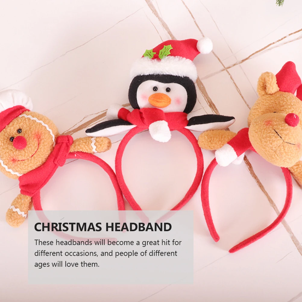 

2pcs Cartoon Christmas Three-Dimensional Headband Manual Headress Assorted Color Comfortable Lightweight Party Supplies Festival