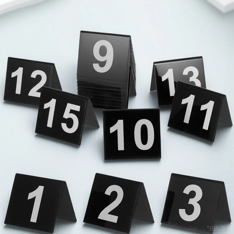 

15Pcs Thick Construction Acrylic Number Markers Upright Stable Design Restaurant Table Numbers Accessory Scene Props