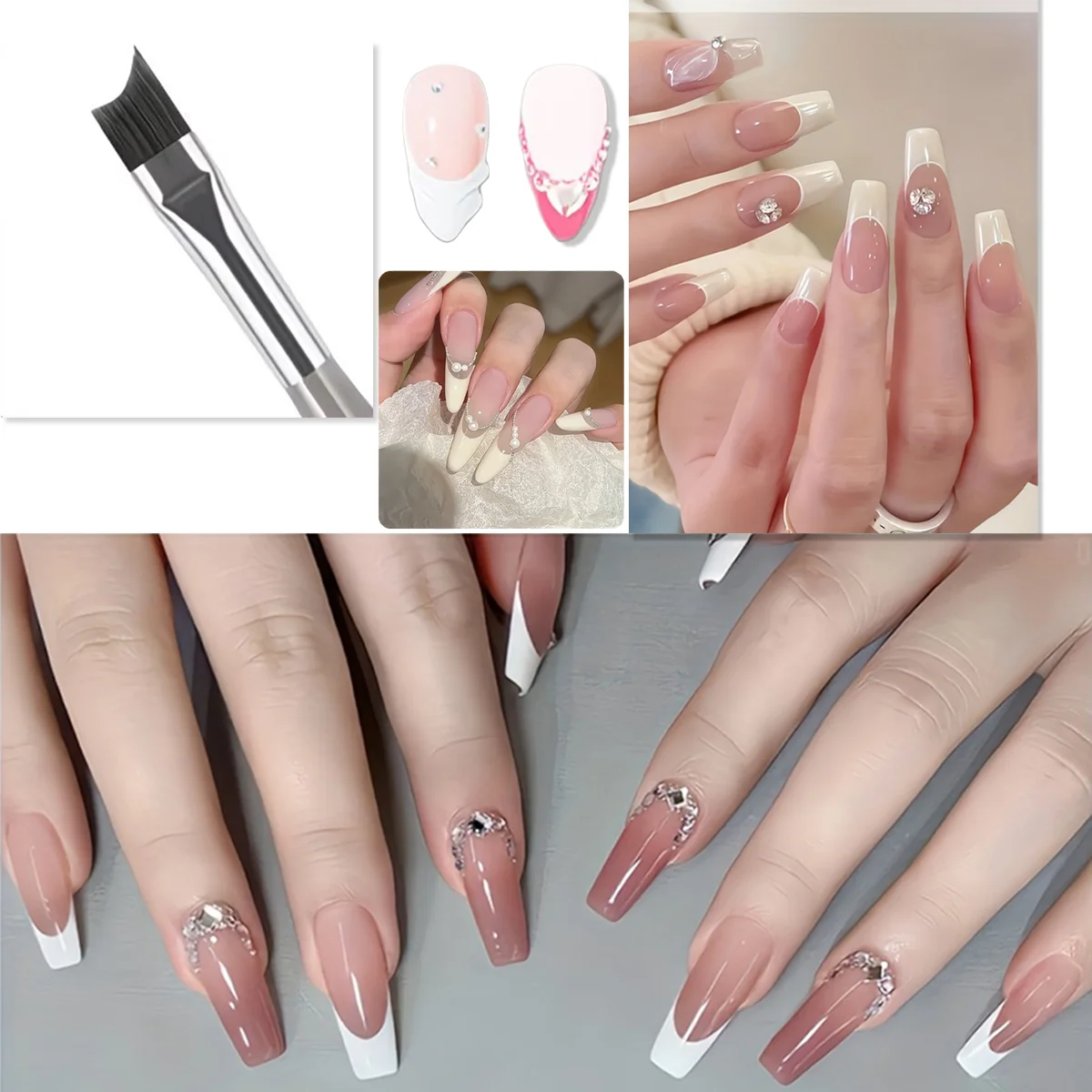 1/2/3-teiliges Halbmond-Winkelpinsel-Set für French Manicure, Gel-Lack-Verlauf, French Manicure mit dünnen Linien & Detailzeichnung – Detail 5