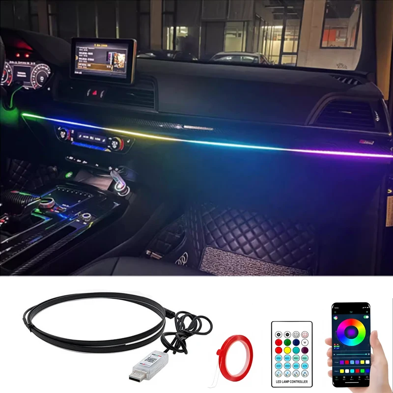 Автомобильная светодиодная RGB лампа, автомобильный атмосферный свет, 64 цвета для Toyota Camry Highlander Land Cruiser Prado Avalon Reiz Rav4 Crown CHR TRD