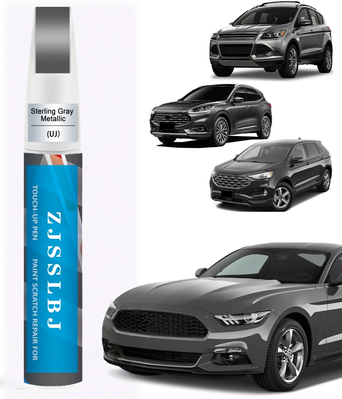 UJ Sterling Gray Metallic Touch Up Paint for Ford, Car Paint Pen Scratch Repair Two-In-One Touch Up Paint, Premium Car Scratch R