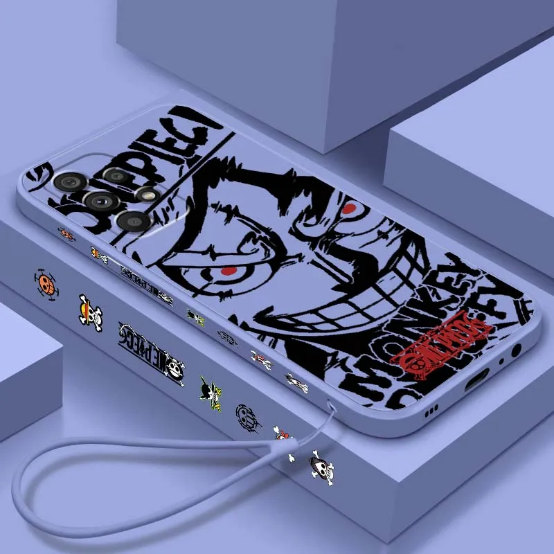

Luxury Anime One Piece Luffy Phone Case For Samsung Note 20 A17 A07 A36 A56 A73 A72 A71 A55 A54 A53 A52 A51 Liquid Left Rope