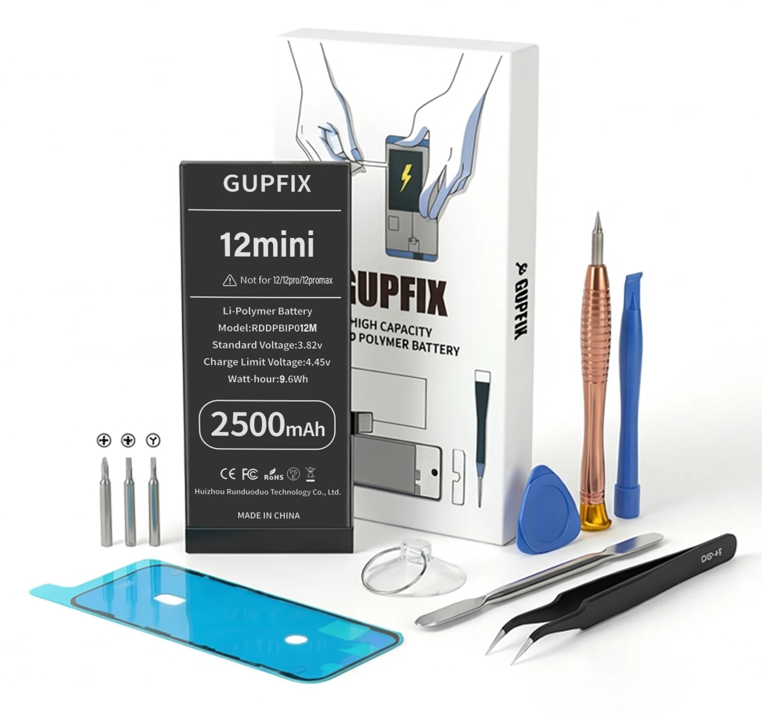 

GUPFIX Diagnostic Battery For iPhone 12 12pro 12PM 13 14Plus 15 No Pop up High Capacity Replacement Battery
