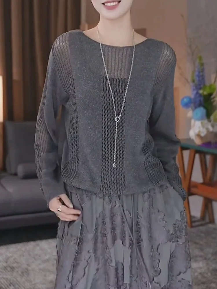 سترة محبوكة طويلة من Faionable، سترة كورية Sle Commute متعددة الاستخدامات، مجوفة للحماية من الشمس، تصميم فريد للارتداء اليومي...