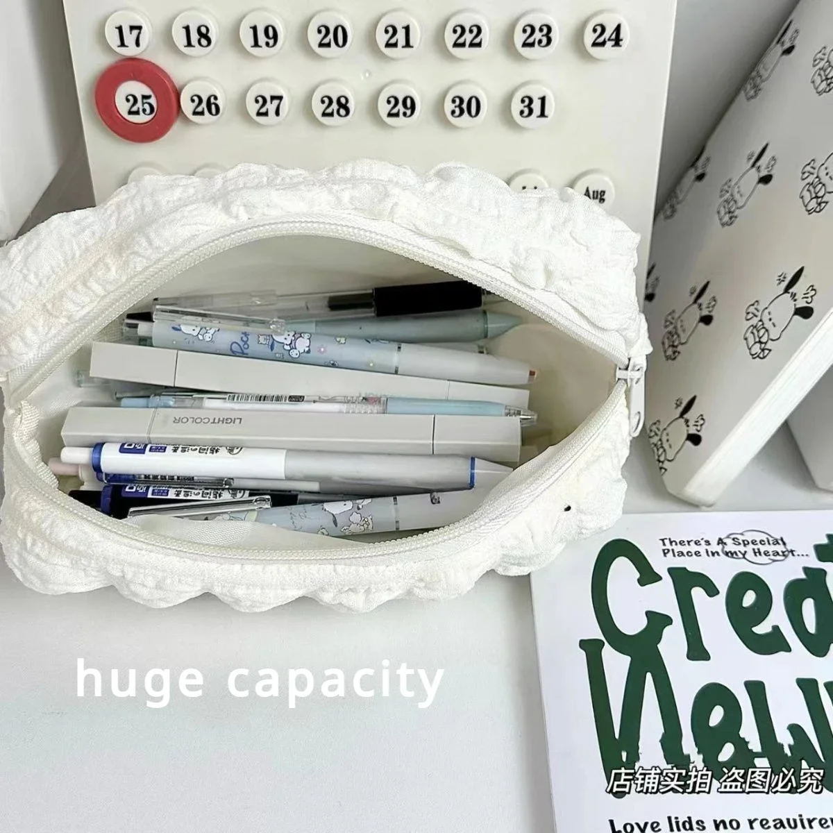 Cream Puff Pencil Pouch High-color Value Large Capacity Cloud-like Soft Simple Dirty Durable Stationery Bag Pencil Case Gift