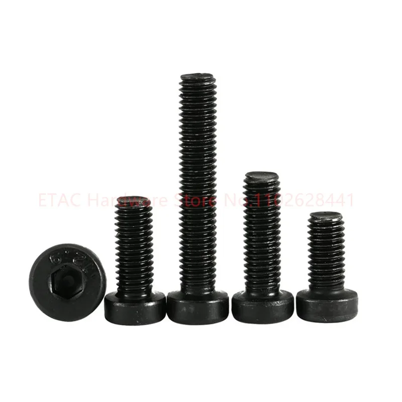 12.9 Grade M3 M4 M5 M6 M8 M10 M12 M16 Cabon Steel Black Allen Hex Hexagon Socket Thin Low Short Profile Cap Head Screw Bolt