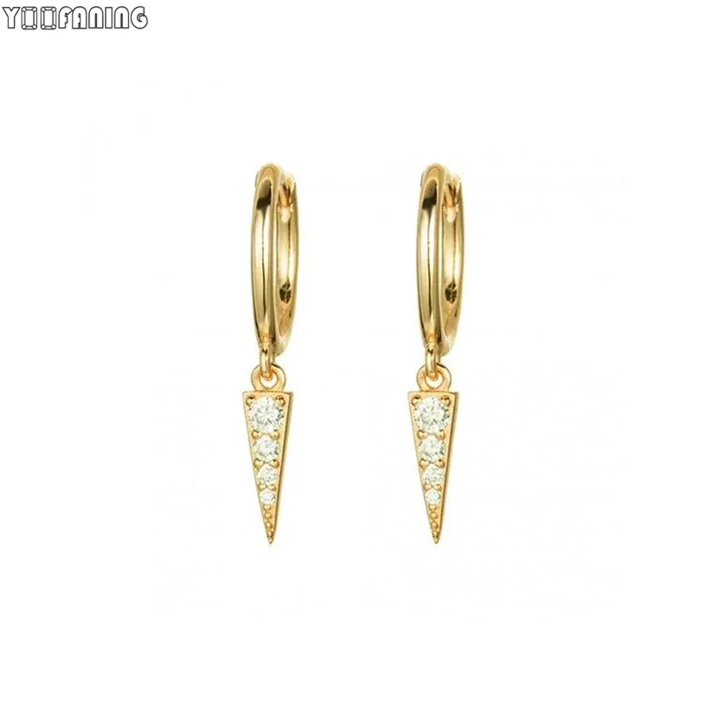925 Sterling Silver Ear Needle Exquisite Minimalist  Hoop Earrings Pointed Pendant Design Classic Earring for Women Jewelry Gift