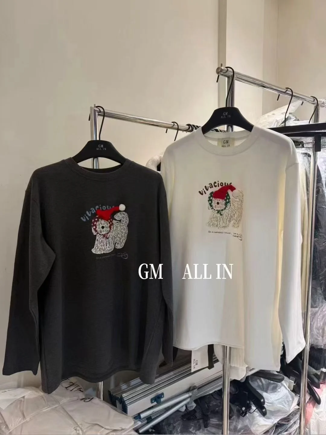 

Winter New Loose Long Sve T-irt Women's Fce Lazy Sle Mid-Length Cotton Comfortable Soft Cartoon Print round Ne