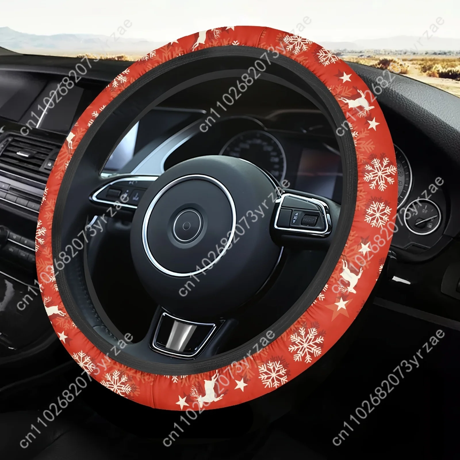 

Festive Christmas Car Steering Wheels Cover Universal Type Environmental Friendly Comfortablenon-slip Steering Wheel Wrap