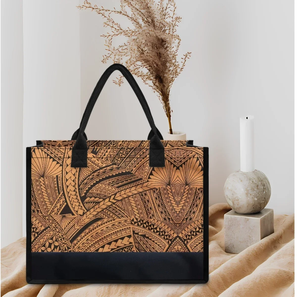 

Polynesian Samoa Tattoos Printing Handbags High Quality Handheld Girl Elegant Tote Bags Work Party Travel Canvas Bag For Women