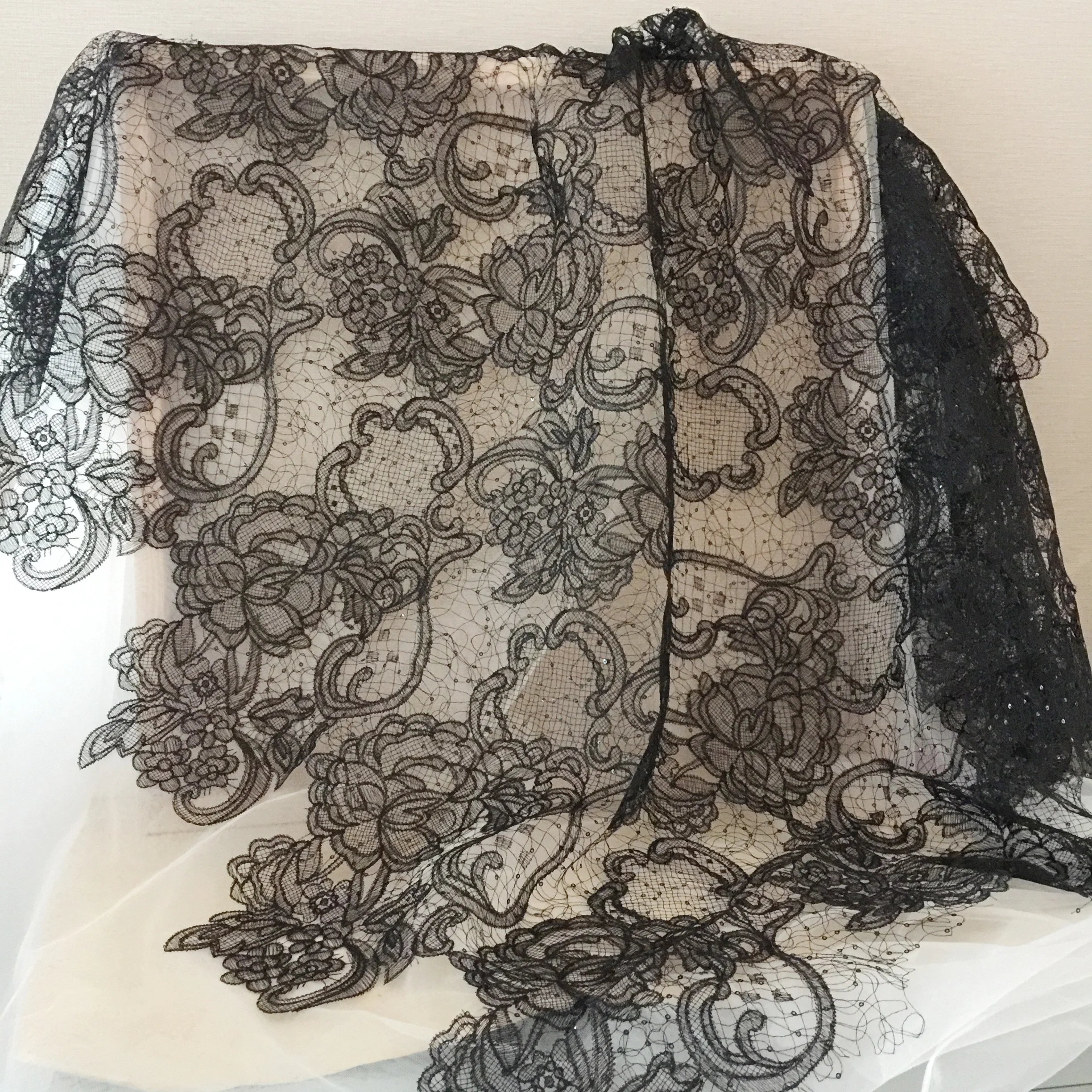 Hollow Out Embroidery Lace Fabric for Evening Dress Gowns Black, Off White 1 Meter 2022