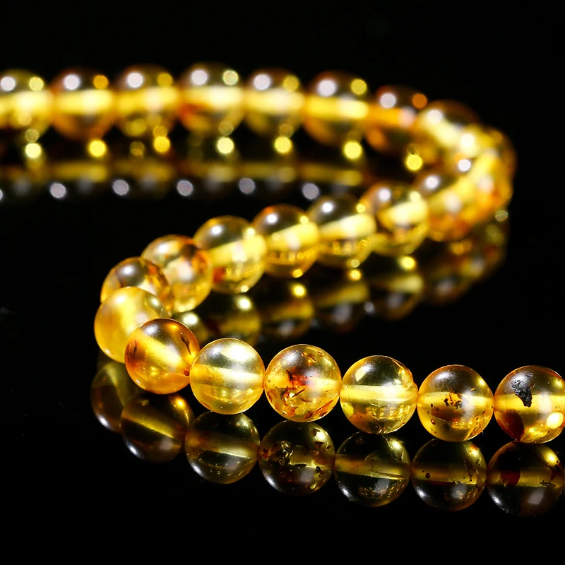 6mm Natural Stone Baltic Sea Flower Piebald Amber Beads Round Loose Spacer for Jewelry Making Bracelet Necklace DIY Accessory