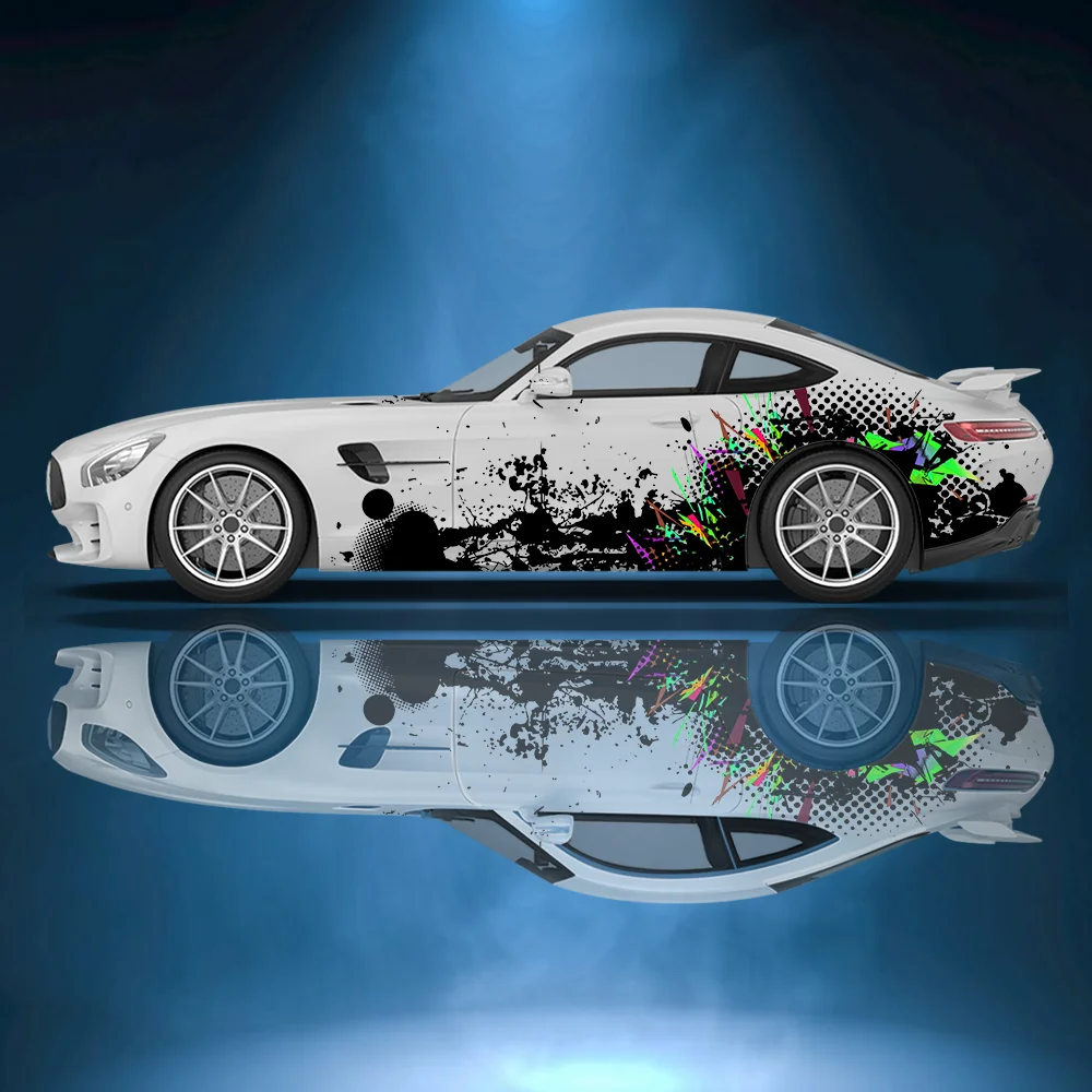 

Черный брызг, красочные треугольные автомобильные наклейки, декор для всего тела, покрытие от царапин, защита автомобиля, водонепроницаемые автомобильные виниловые наклейки