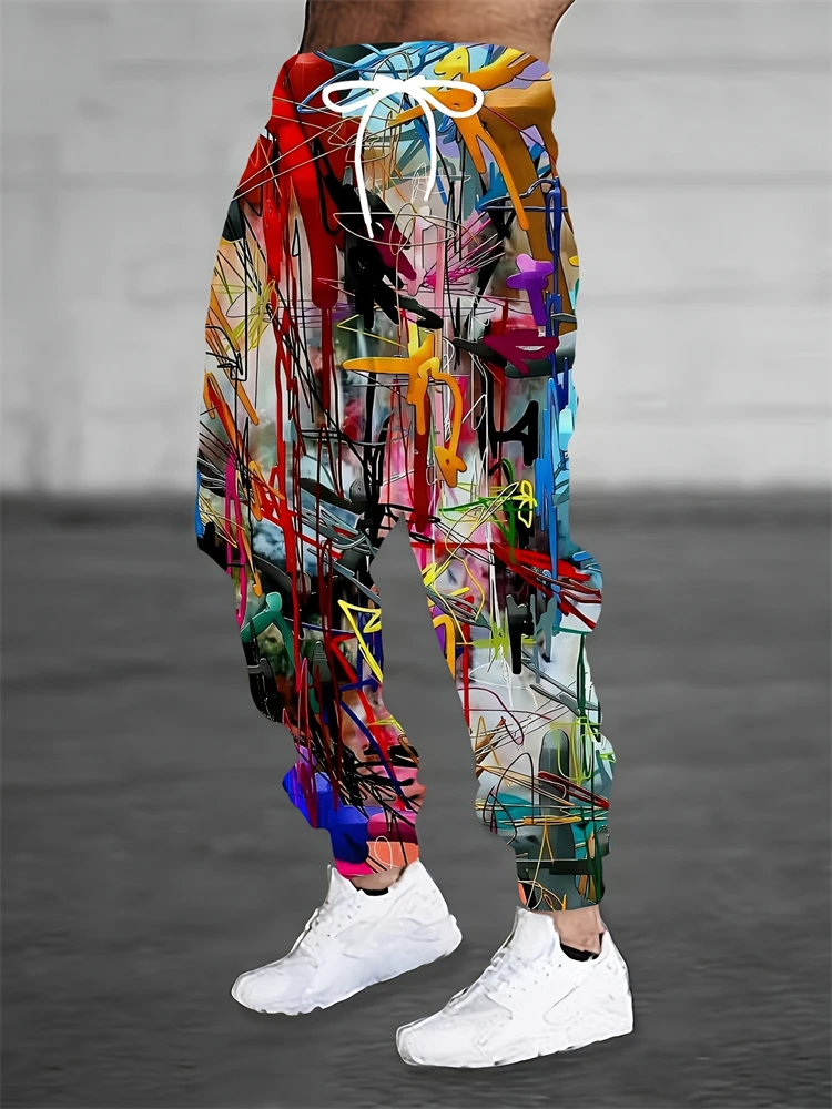 الربيع/الخريف ثلاثية الأبعاد مطبوعة سراويل تقليدية رجالية في الهواء الطلق الشارع الشهير الهيب هوب واسعة الساق السراويل المألوف الرجال تنفس السراويل الطويلة