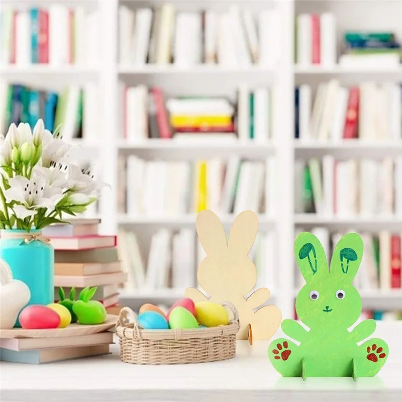 A59E-Easter Bunny Decor Arts And Crafts For Kids Easter Wooden  Party Decor 3D DIY Unfinished Wood Replacement Accessories