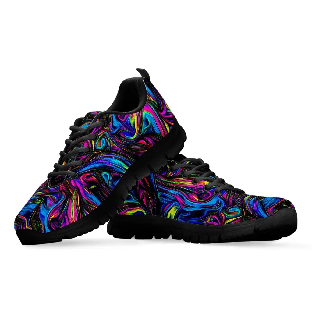 Sepatu desain Psychedelic, sneaker sol tebal kain rajut ringan luar ruangan