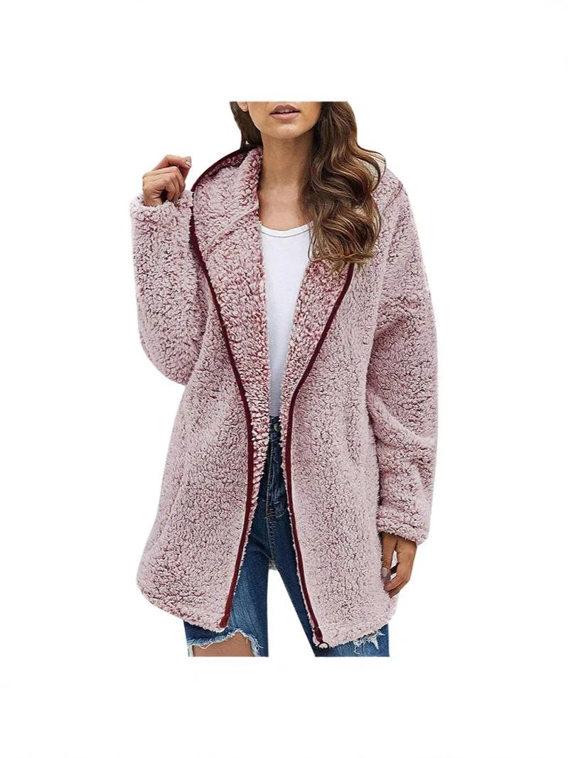 

Autumn Winter Women Long Teddy Jacket Warm Thick Fleece Coat Turn Down Collar Plush Coat Woman Casual Long Sleeve Winter Clothes