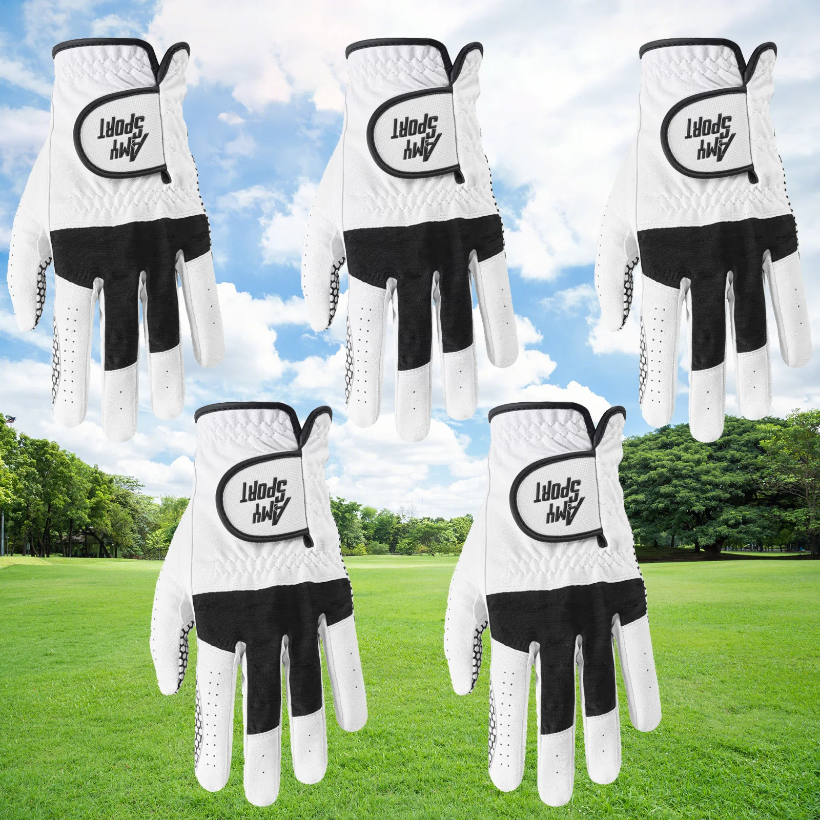 

Golf Gloves Men Rain Grip Weathersof Hot Wet All Weather Leather Glove 5 Pack, Right Handed Golfer Left Hand Comfortable