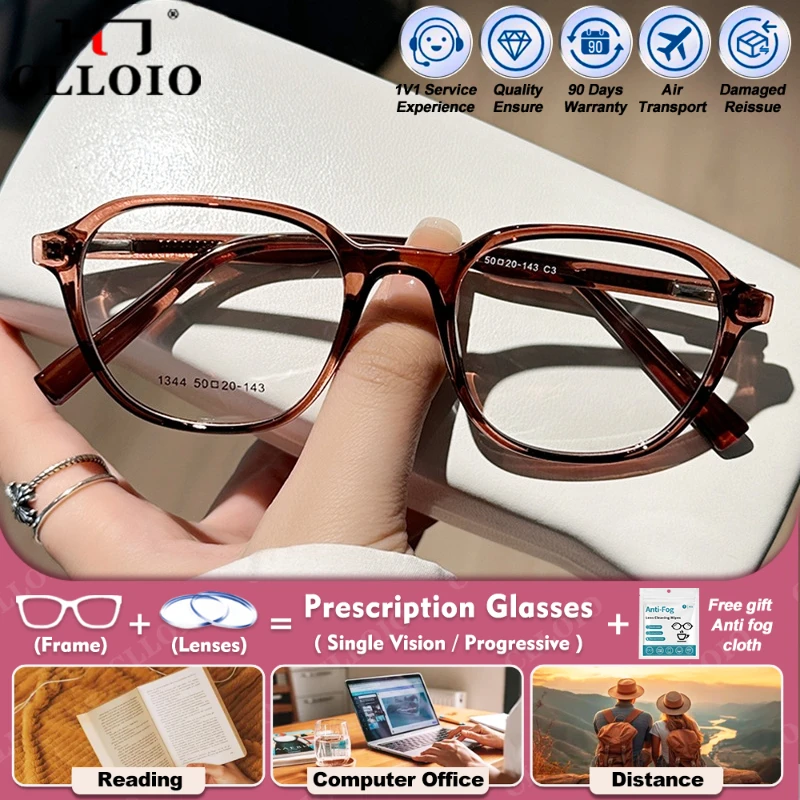 

CLLOIO New Design Women Ultralight TR90 Myopia Photochromic Prescription Glasses Anti Blue Light Progressive Optical Eyeglasses