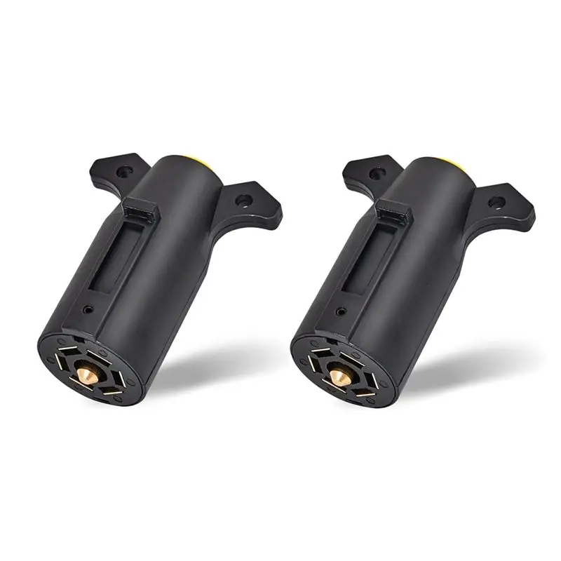 

AEF2-RV Trailer Plug Splice-In Replacement Trailer Side Male End 7 Way Round RV-Style Trailer Light Wiring Connector US Plug