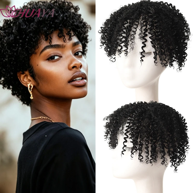 Synthetic Fiber Screw Curly Hair Topper, Fluffy Bang Hairpiece for Women Daily Use