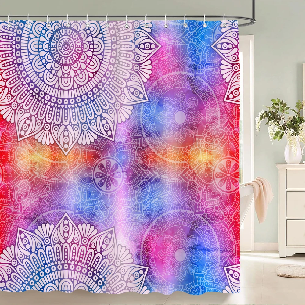 

Bohemian Shower CurtainS Moroccan Ethnic Decor Shower Curtain Floral Fabric Hanging Curtain Bathroom Decor Set With Hooks
