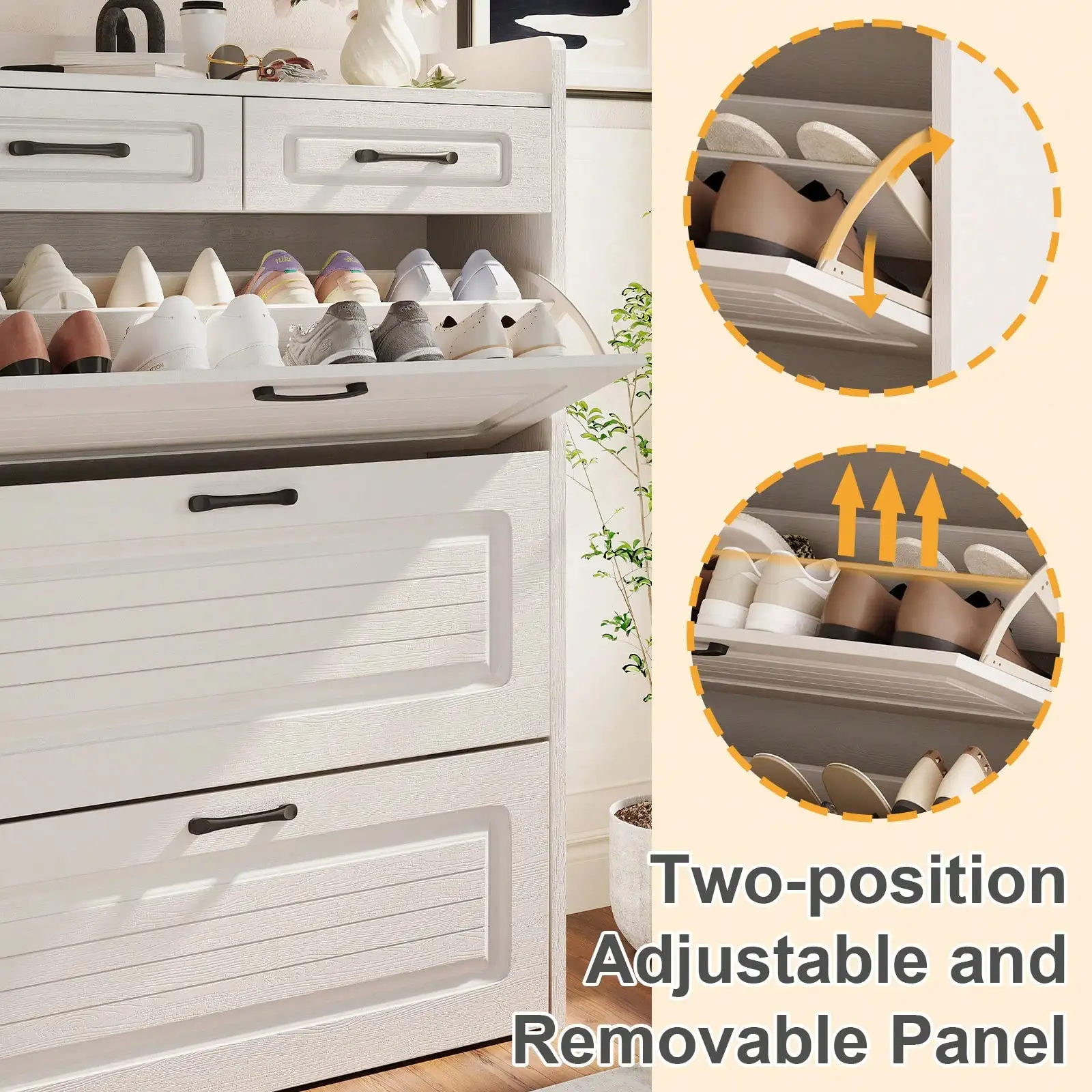 European Hidden Shoe Cabinet For Entryway With 3 Flip Drawers Slim Shoe Storage Organizer For Hallway,Apartment