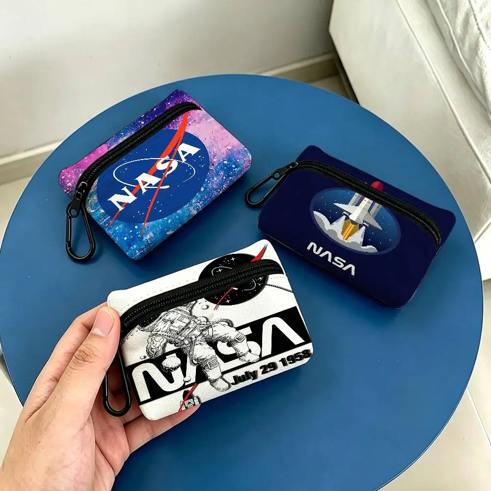 USA N-Nasas Logo Oxford Fabric Mini Coin Wallet Smooth Zipper Hanging Design Multi-use Small Storage Bag For Travel