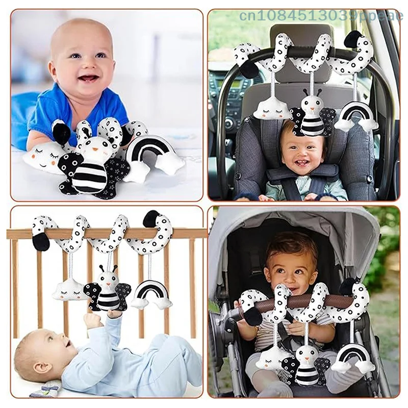 Sonajeros colgantes para cuna de bebé, juguetes para asiento de coche, cuerda para tirar, juguetes colgantes para cama de bebé, juguetes de peluche en espiral para actividades infantiles, regalos para chico