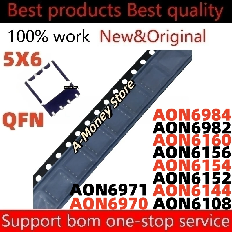 

(5pcs)AON6144 AON6108 AON6152 AON6154 AON6156 AON6160 AON6970 AON6971 AON6982 AON6984 QFN-8