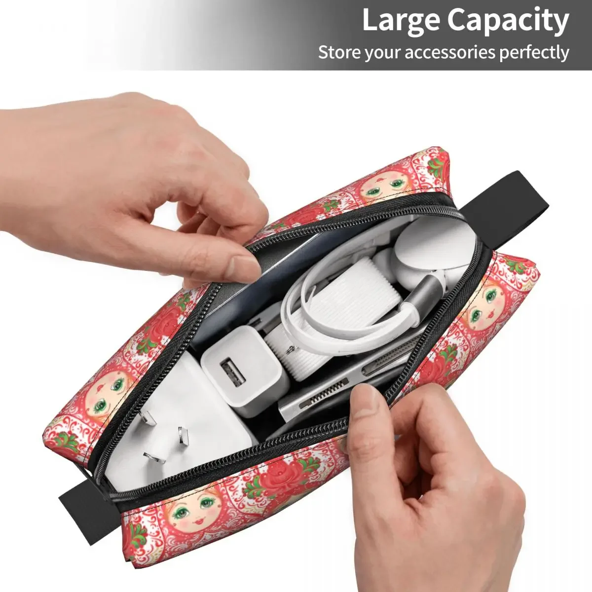 Cute Babushka Matryoshka Russian Doll Travel Toiletry Bag for Women Makeup Cosmetic Organizer Beauty Storage Dopp Kit