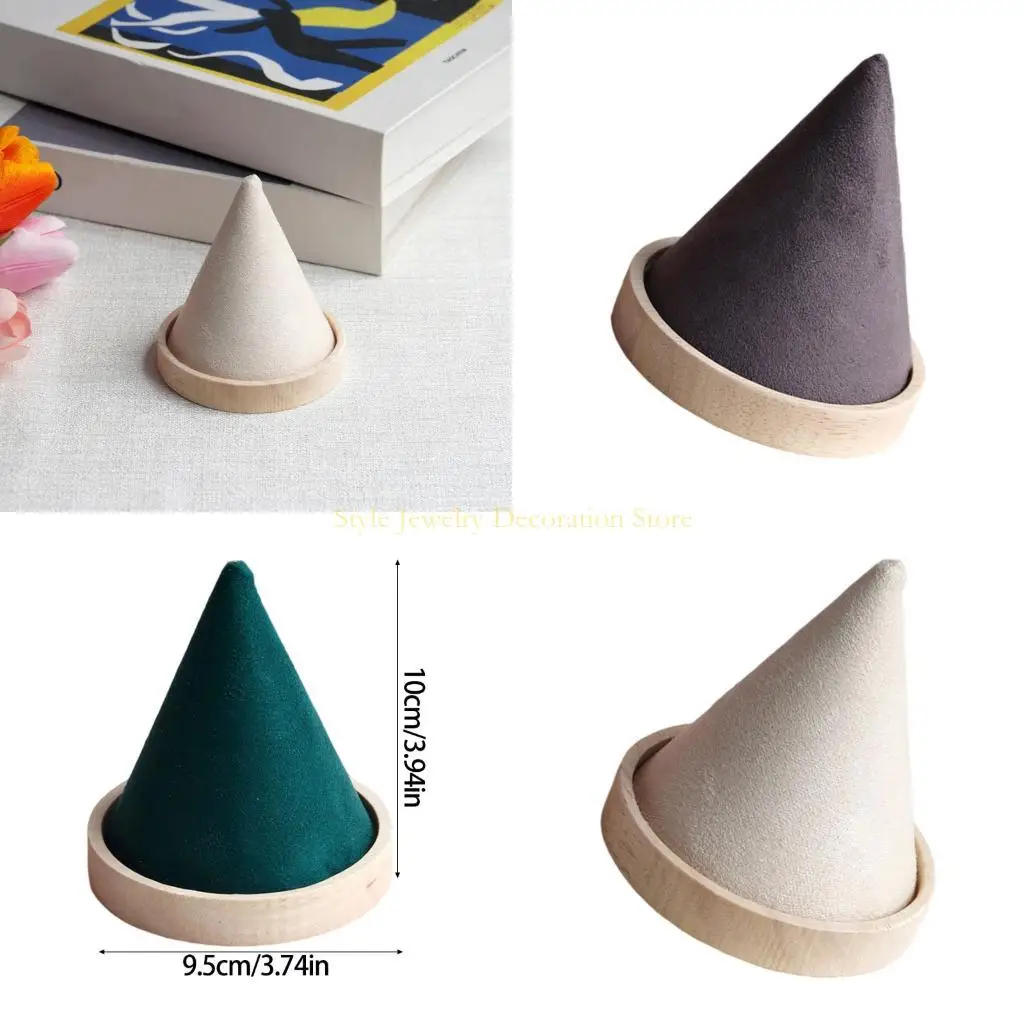 

D46E Деревянный Бархат Ювелирные Изделия Стенд Конический Держатель Браслета Организаторы Для Дома