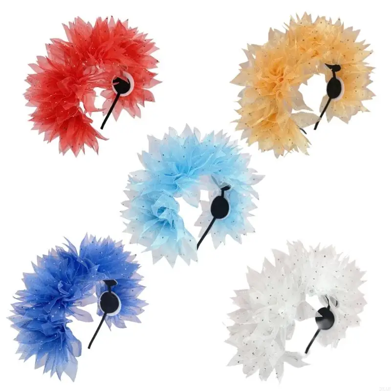 DXAE Mardi Gras Headdress Glitter Oversized Tulle Headband Carnivals Headbands