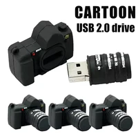 Gran oferta de unidades Flash USB con forma de cámara, unidad de bolígrafo de 128GB, llavero gratis, memoria de 64GB, regalo de fotografía creativa, disco U de 32GB