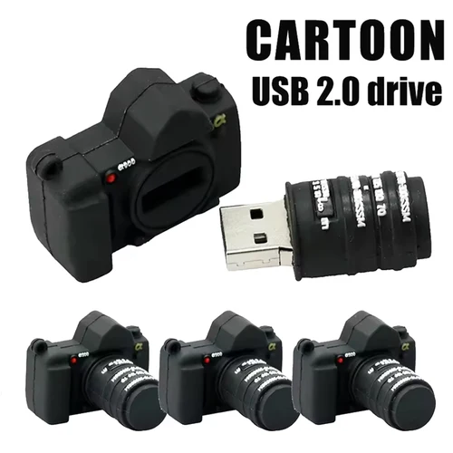 Gran oferta de unidades Flash USB con forma de cámara, unidad de bolígrafo de 128GB, llavero gratis, memoria de 64GB, regalo de fotografía creativa, disco U de 32GB