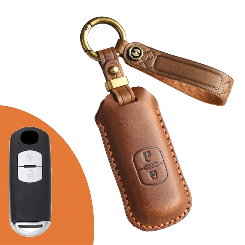 New Leather Car Key Case Full Cover Shell For Mazda 2 3 6 Axela Atenza CX-5 CX5 CX-7 CX-9 2014 2015 2016 2/3button