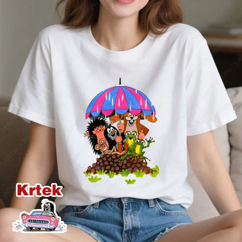 

Couple The Mole Story Krtek Funny Printing TShirts Loose Crewneck Breathable Cotton Tees Men Women Fashion Casual Kawaii Tops