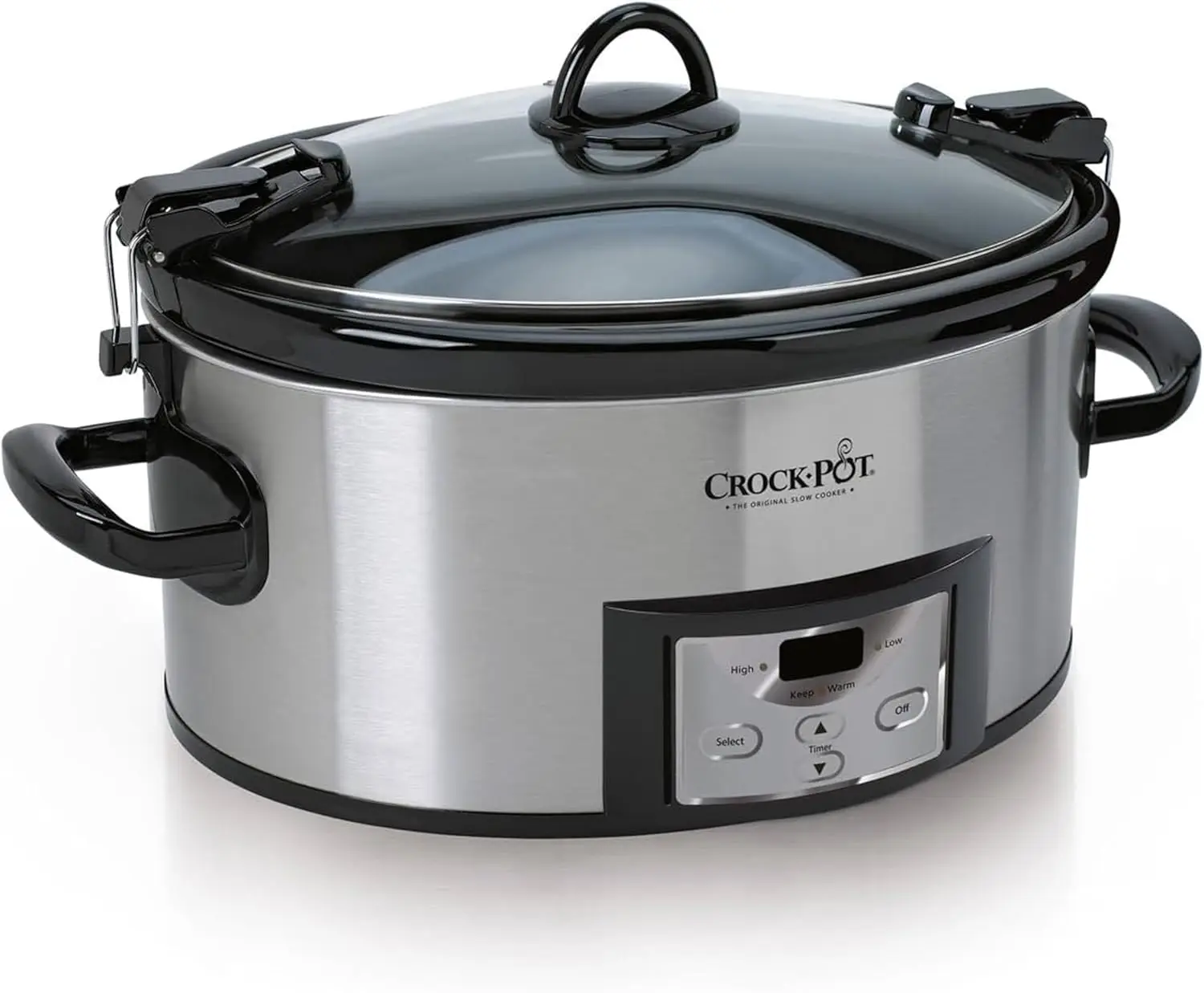 

6 Quart Programmable Slow Cooker with Digital Timer, Stainless Steel, Locking Lid for Travel