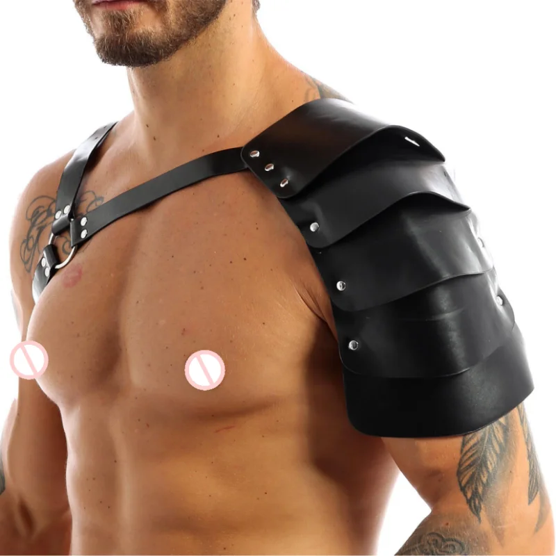 EagleKu Medieval One-Shoulder Armor Leather Harness Men Punk Gothic Gay Sex Bondage Costumes Male BDSM Chest Harness Belts