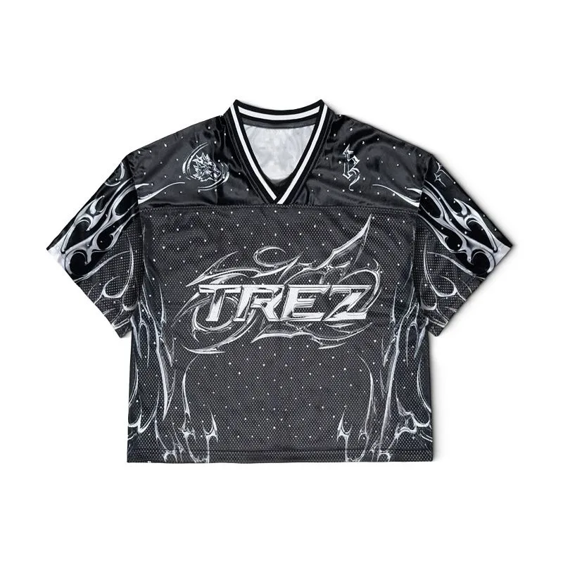 2026 Popular New Kpop Full Series Sports American Jersey Summer Black Grey Contrast Print Oversized T Shirt for Fans As Gift