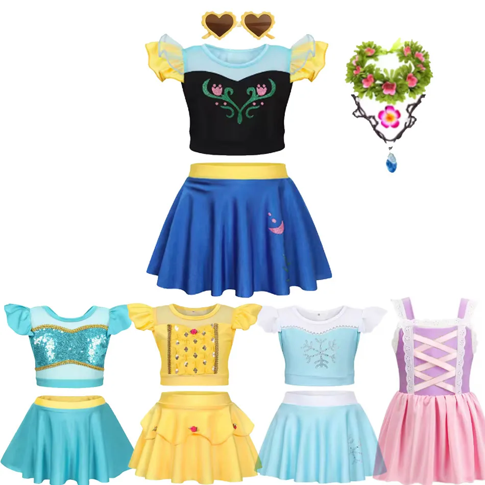 

Girls Swimsuit Anna Kid Skirt Baby Swimming Suit Kids Children Swimwear Princess Lovely Bikini Bathing Suit Cartoon Beach Wear