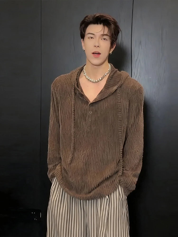 

Новинка: Мужской вязаный свитер с капюшоном, свободного кроя, в винтажном стиле, цвета рустик-коричневый, на молнии, для осени и зимы, модный дизайн