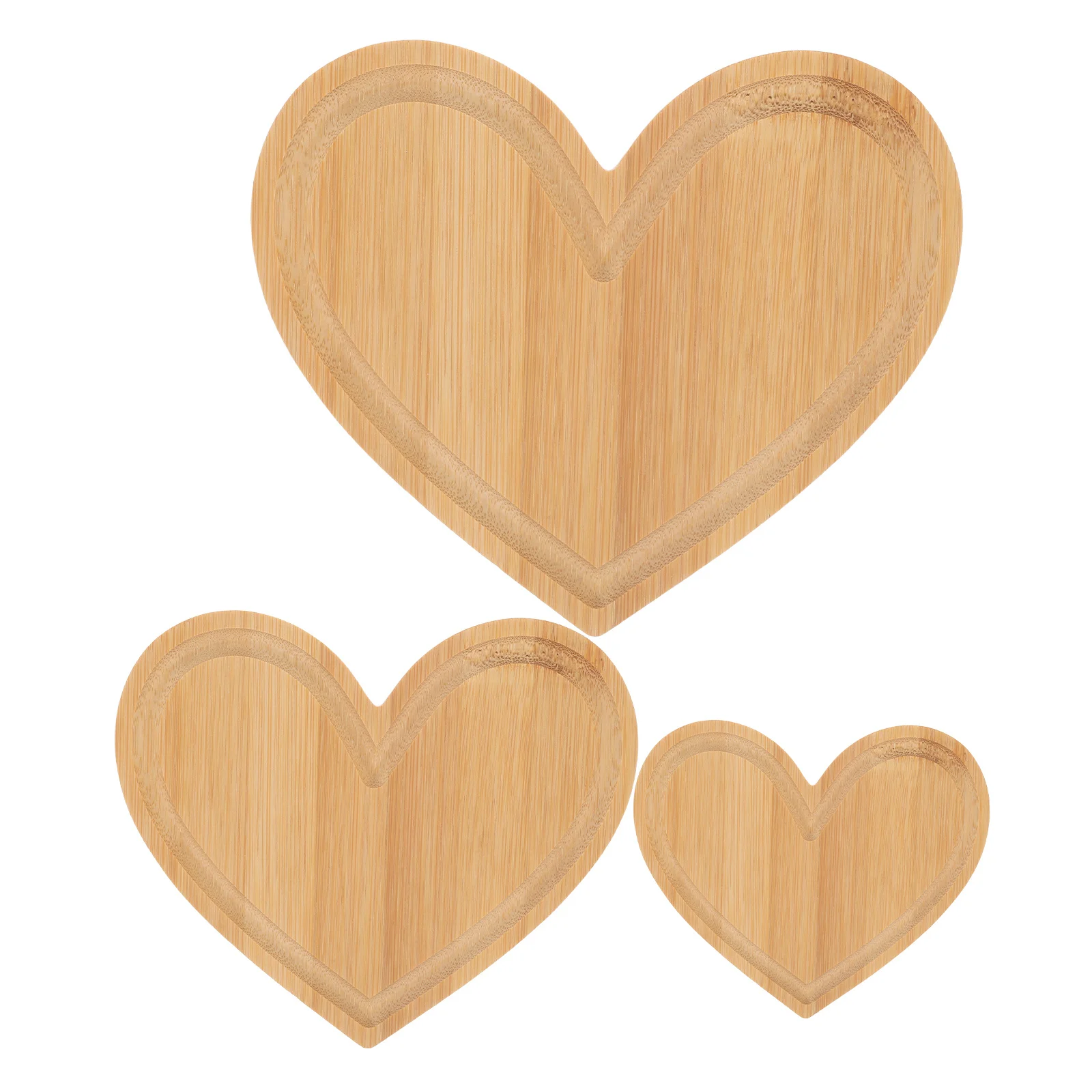 

3pcs Heart Shaped Bamboo Cutting Board Multifunctional Kitchen Serving Tray For Cheese Fruit Desserts Valentine Decorative