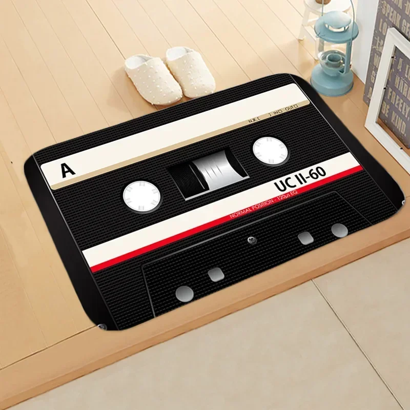 Funny Welcome Doormat Retro Cassette Music Tape Floor Carpet Outdoor Entrance Rug Living Room Kitchen Non-Slip Bathroom Kids Mat