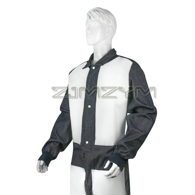 Traje de chorro de arena de cuerpo completo, traje de chorro de arena con revestimiento de pintura de piel de vaca, monos vaqueros para protección de pulverización química Industrial