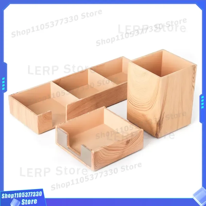 Luxury Wooden Acrylic Desk Organizer Set Office Supplies Stationery Accessories Desktop Finishing Machine Gift Box Wholesale
