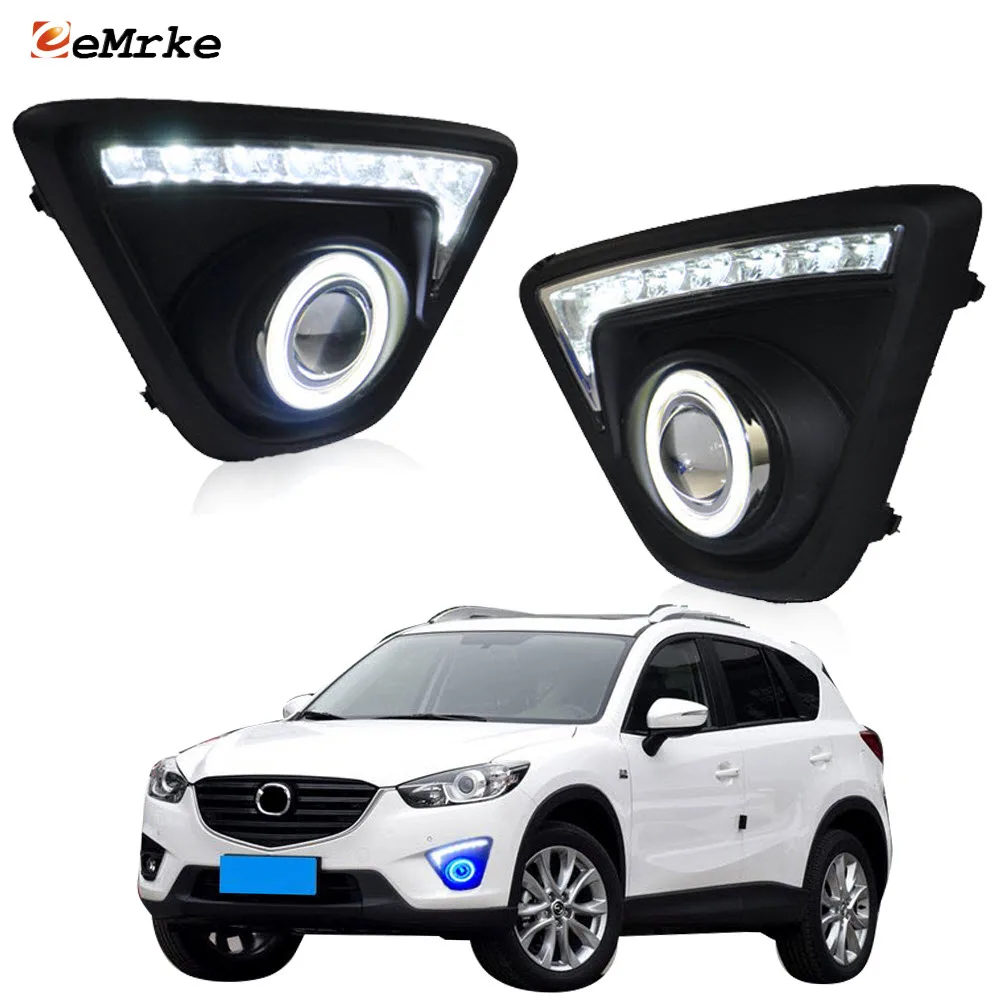 

eeMrke LED Daytime Running Lights Angel Eyes DRL for Mazda CX-5 KE 2012 2013 2014 2015 2016 2017 Fog Light Lamp Assembly