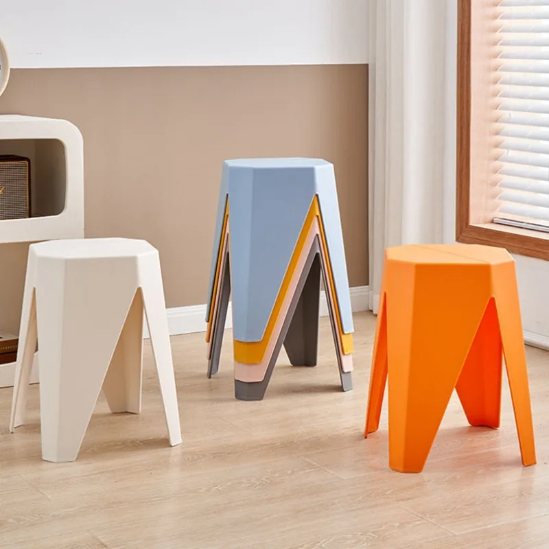 

Modern Creative Household Simple Dining Stool Thickened Stackable Dressing Stool Light Luxury Fashion Plastic Stool for Home