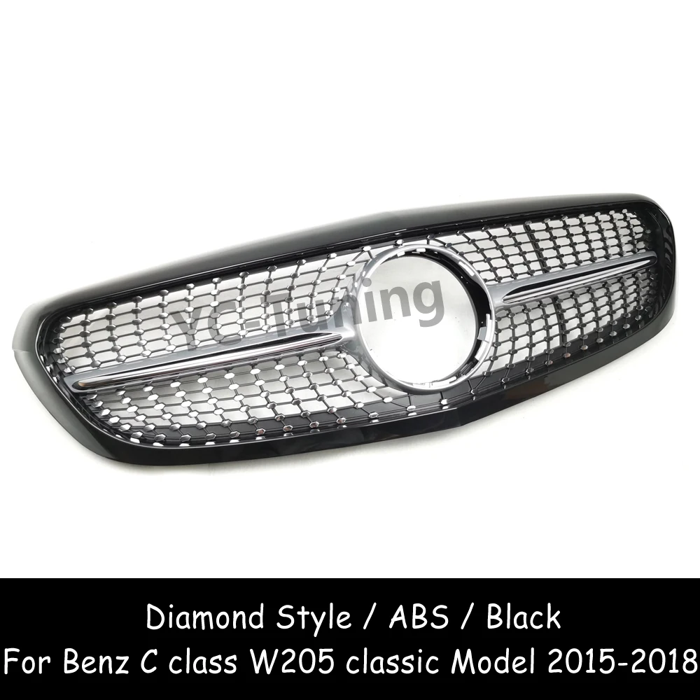 W205 Pre-Facelift Diamond Style Front Bumper Grille For Mercedes Benz C Class W205 C180 C200 C300 Classic Model Grills 2015-2018