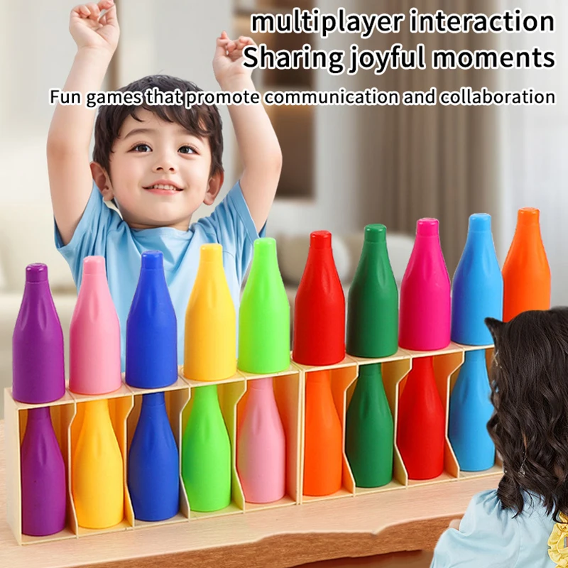 Children's Fun Beverages Color Match Toys 10/20bottles + Base,Early Childhood Guessing Memory Training Interactive Puzzle